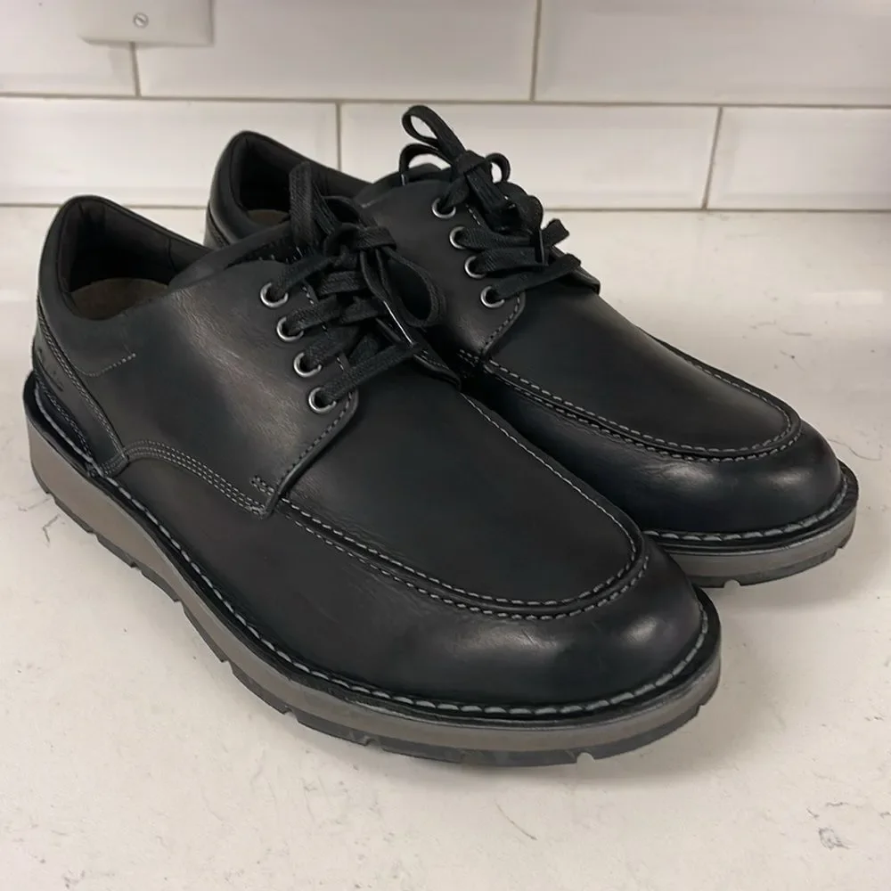 Clarks Gravelle Low Shoes Black Leather Men's Shoes Size 13 Wide ?